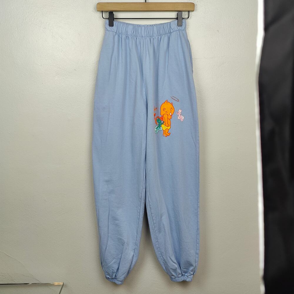 Boys Lie Talk To‎ The Hand Sweatpants Womens XS Blue Devil Graphic Joggers